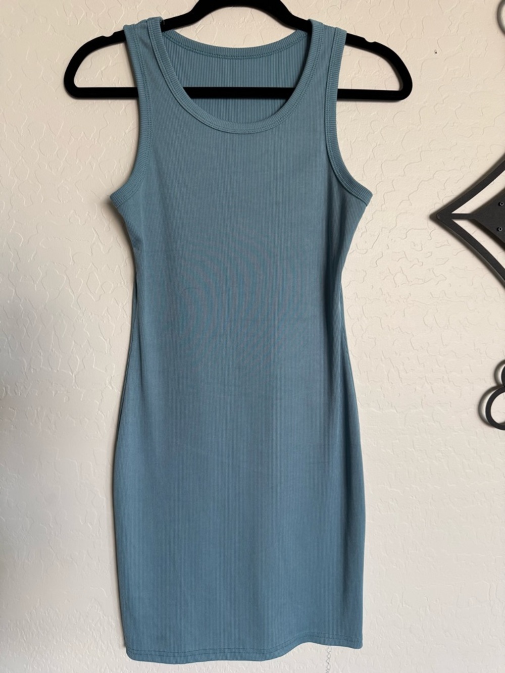 4/$20- Sleeveless Ribbed Bodycon Dress in Dusty Blue - Medium